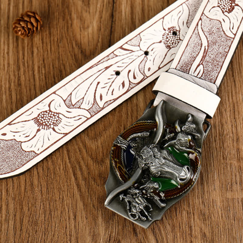 Cintura in pelle con testa di toro dominante da uomo - image 2