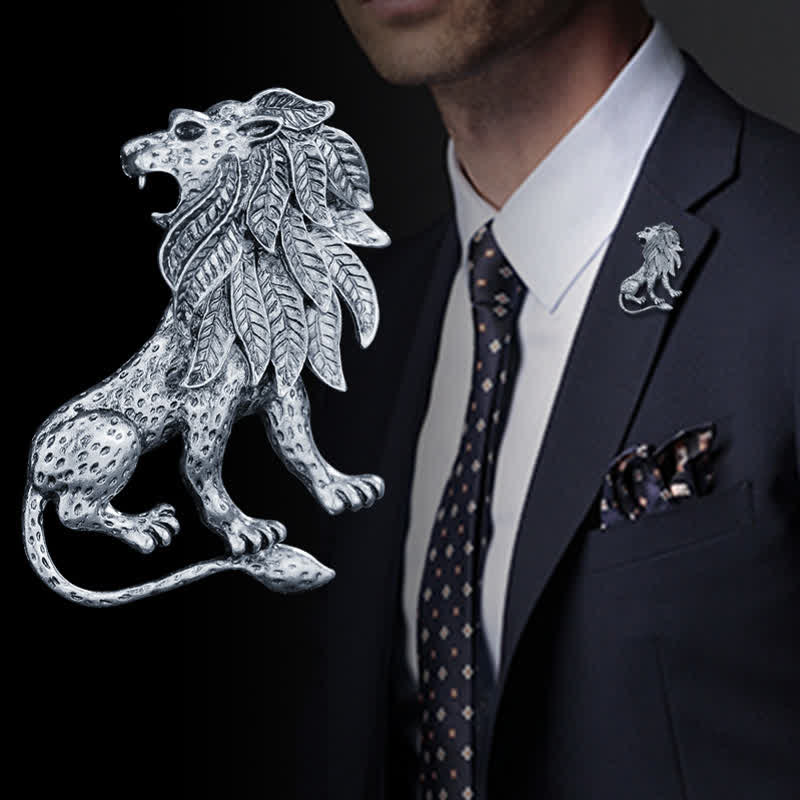 Spilla da uomo antica retrò a forma di leone - image 0