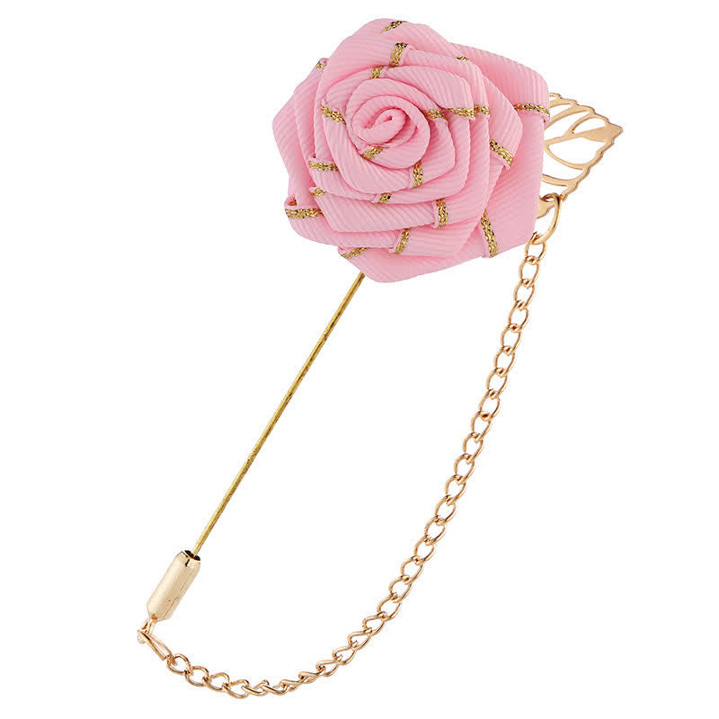 Spilla a catena con camelia floreale da uomo - Rosa - image 6