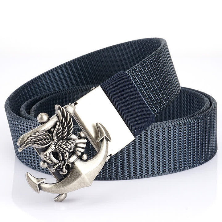 Cintura in nylon con ancora e aquila da uomo - Blu / Argento - 48" - image 19