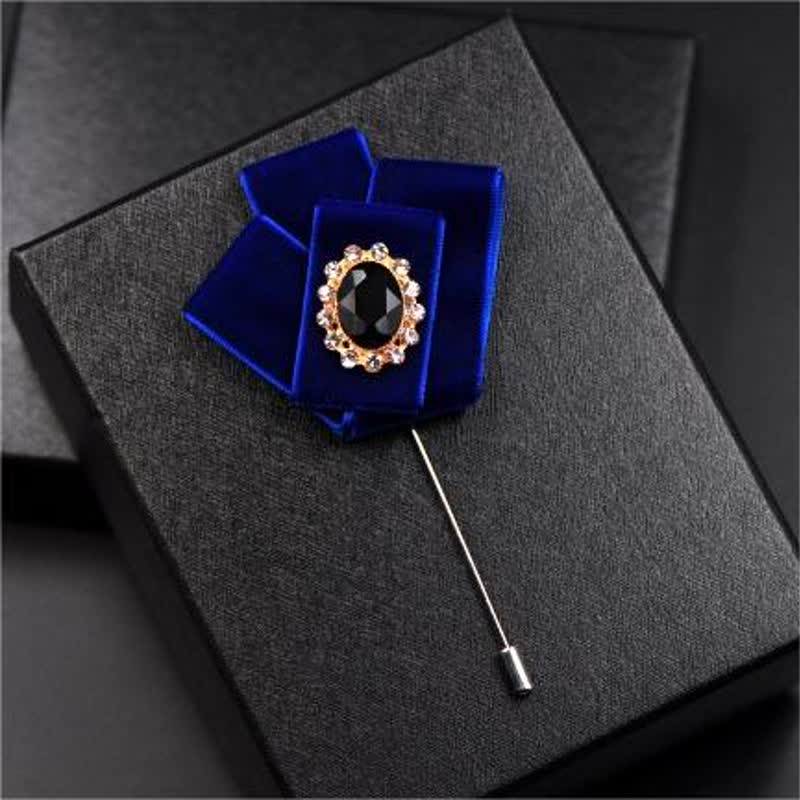 2 pezzi Royal Rhinestone Spilla Velluto Papillon Set - image 5