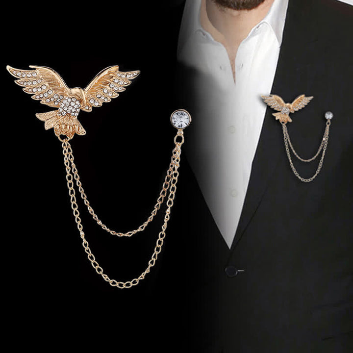 Spilla a catena con aquila volante da uomo - Oro - image 0
