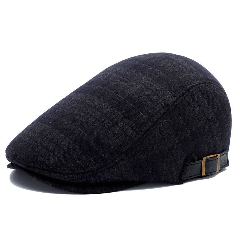 Berretto piatto in pile polare con motivo scozzese - Quadrato nero - Regolabile (circa 22"-23 1/4") - image 12