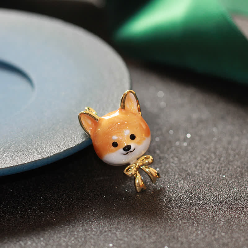 Spilla unisex carina in smalto a forma di cane Shiba Inu - image 5