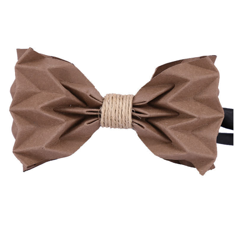 Papillon creativo da uomo in carta kraft ecologica - Marrone con corda - image 0