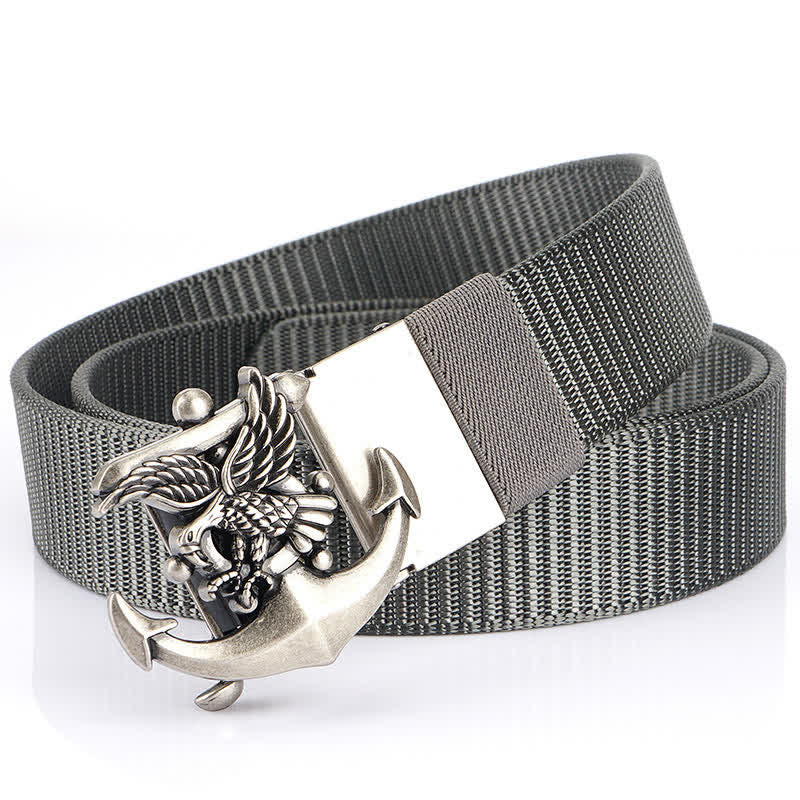 Cintura in nylon con ancora e aquila da uomo - Grigio / Argento - 48" - image 20