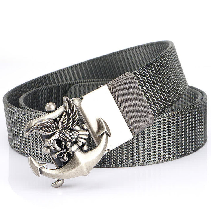 Cintura in nylon con ancora e aquila da uomo - Grigio / Argento - 48" - image 20