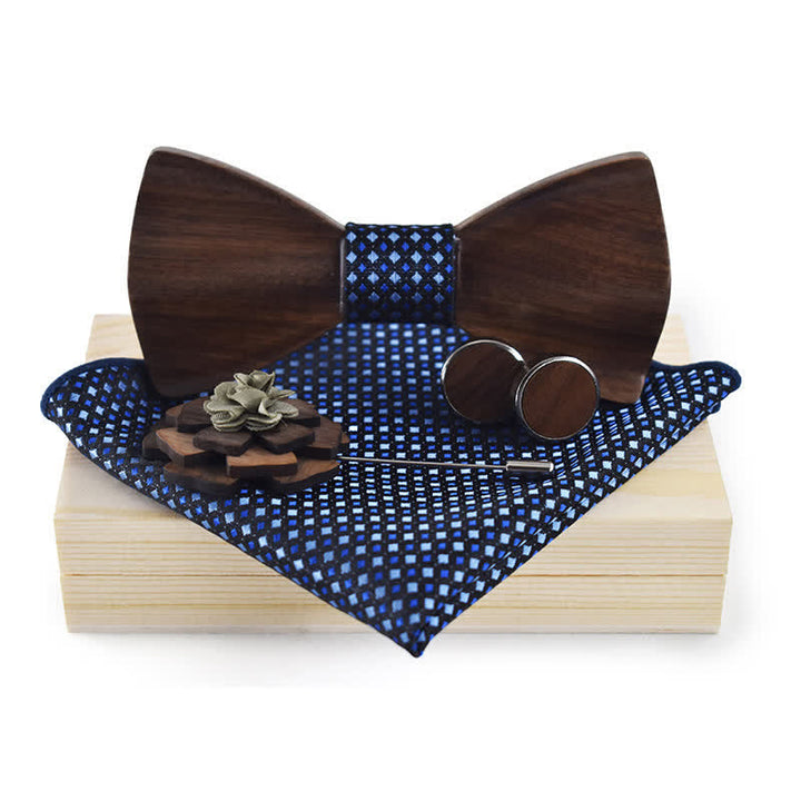 Set di 4 papillon in legno nero vintage da uomo - Marina #1 - image 0