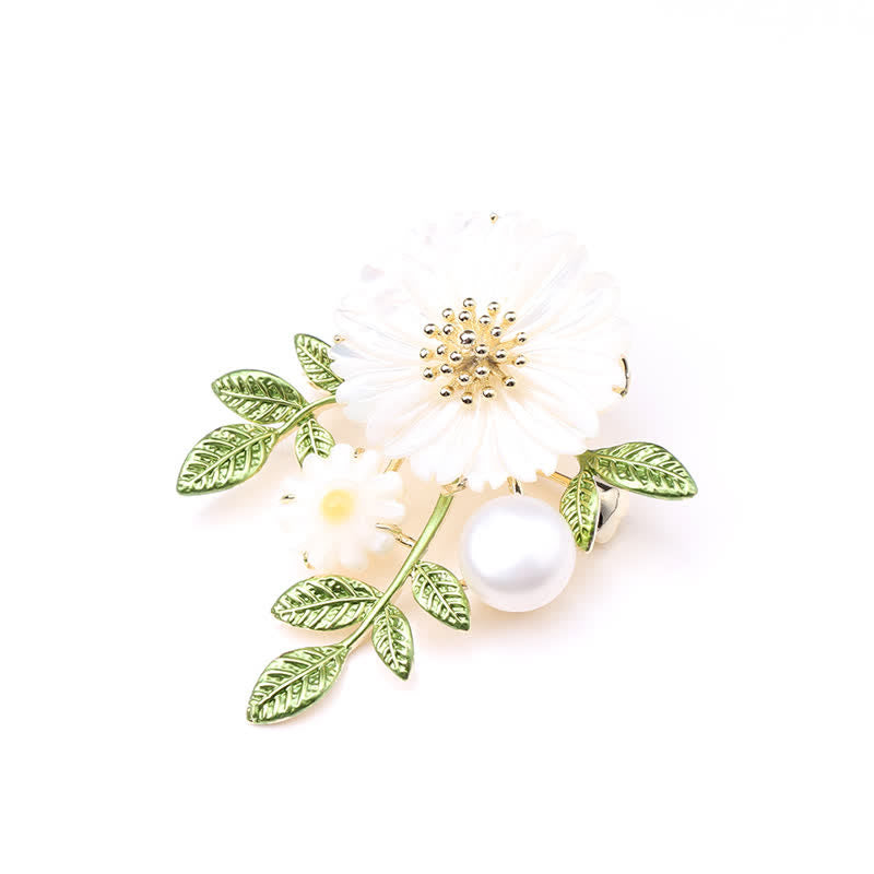 Spilla romantica da donna con perle e conchiglia a margherita - image 6