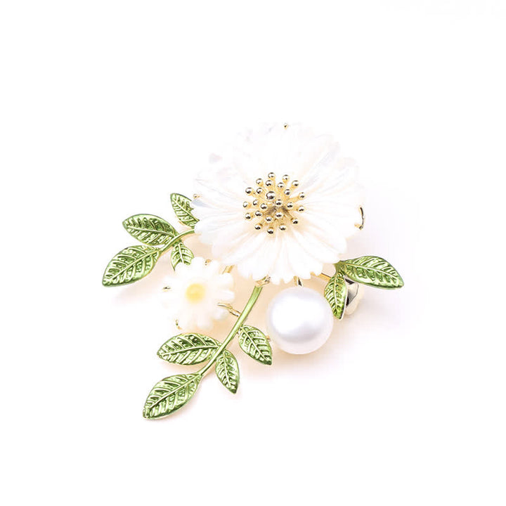 Spilla romantica da donna con perle e conchiglia a margherita - image 6