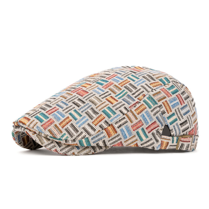 Cappello basco a quadri jacquard colorati retrò artistici - Fibbia del bordo - Azzurro chiaro - Regolabile (22 1/2"-24") - image 11