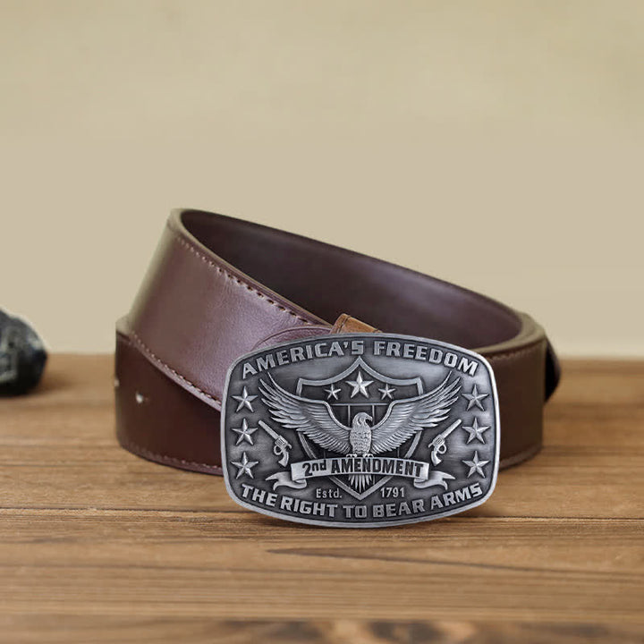 Cintura in pelle con fibbia America's Freedom Eagle fai da te da uomo - Argento antico - Cintura PU marrone (40) - image 11