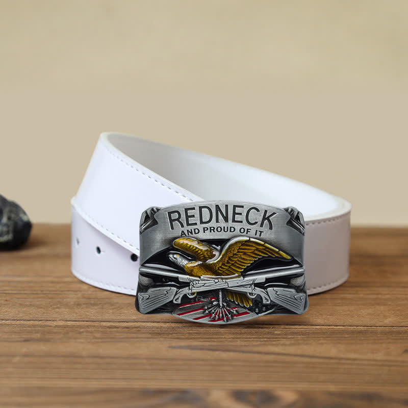 Cintura in pelle con fibbia aquila smaltata Redneck fai da te da uomo - Aquila - Cintura PU bianca (40) - image 5