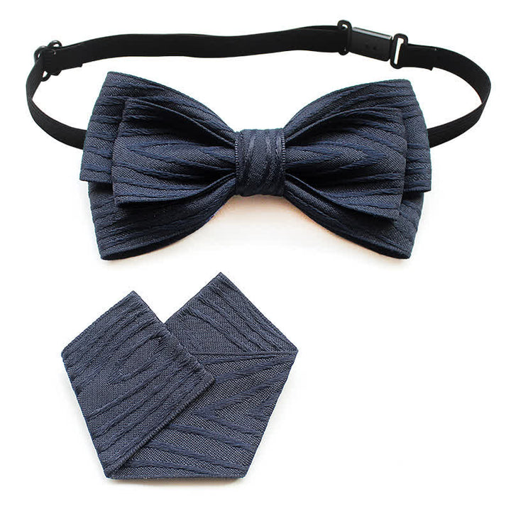 Set di 2 papillon a righe plissettate da uomo - Blu navy plissettato - image 8