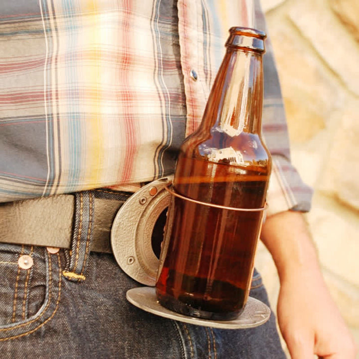 Cintura in pelle con fibbia porta birra creativa fai da te a forma di teschio e angelo da uomo - image 1