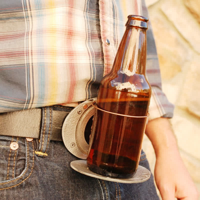 Cintura in pelle con fibbia porta birra creativa fai da te con bandiera USA e aquila da uomo - image 1