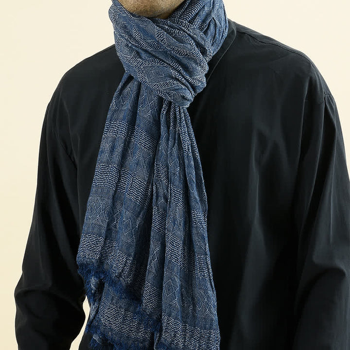 Sciarpa da uomo versatile con bordo grezzo a quadri a rombi - Marina Militare - image 0