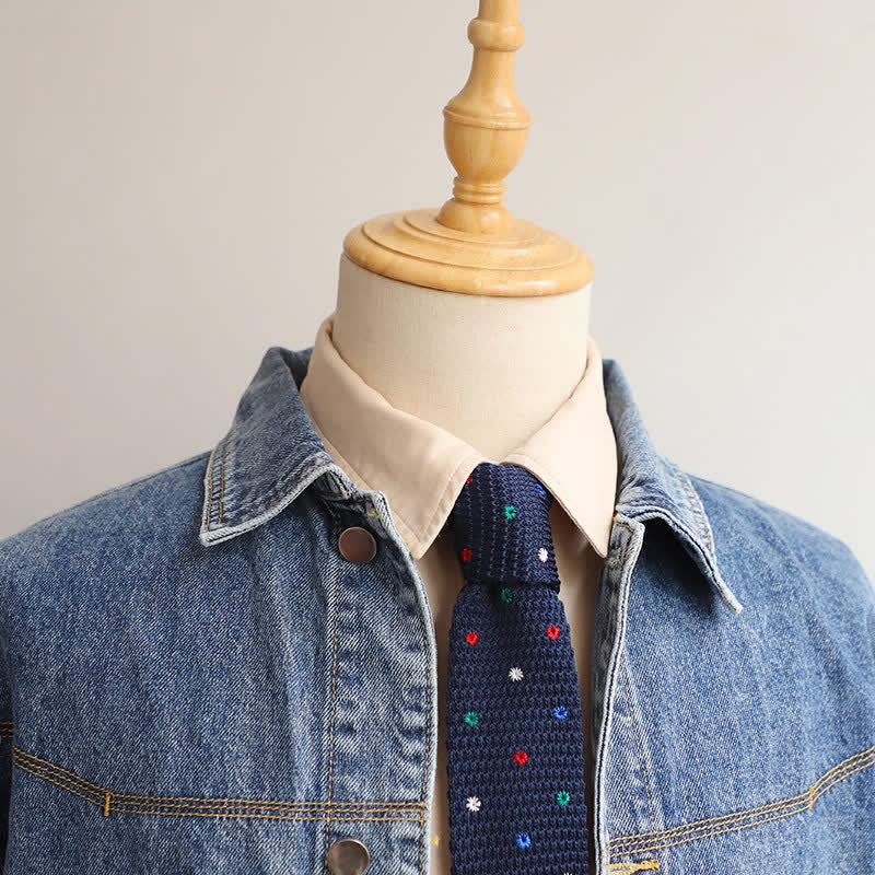 Cravatta sottile lavorata a maglia con motivi ripetuti da uomo - image 0