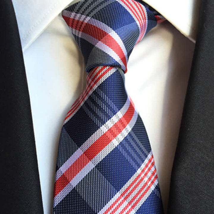 Cravatta a quadri da uomo Modernity Business - Rosso e blu navy - image 1