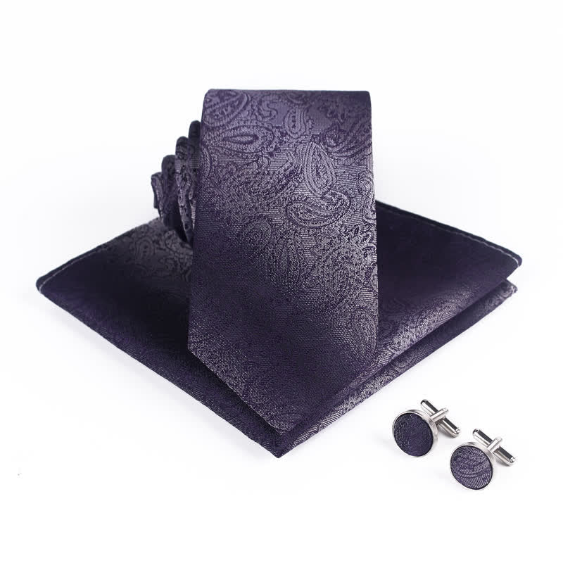 Set di 3 cravatte da uomo con motivo Paisley sfumato - Viola - image 5