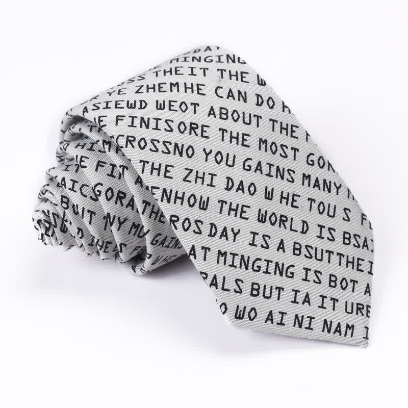 Cravatta casual creativa da uomo con lettere inglesi - Grigio - image 6