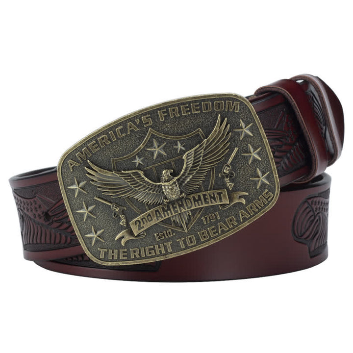 Cintura in pelle retrò da uomo con aquila America's Freedom - Marrone / Bronzo - 46 - image 13