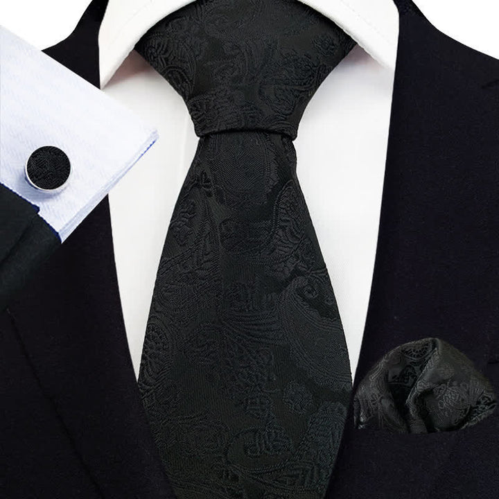 Set di 3 cravatte esotiche Paisley da uomo - Nero - image 9