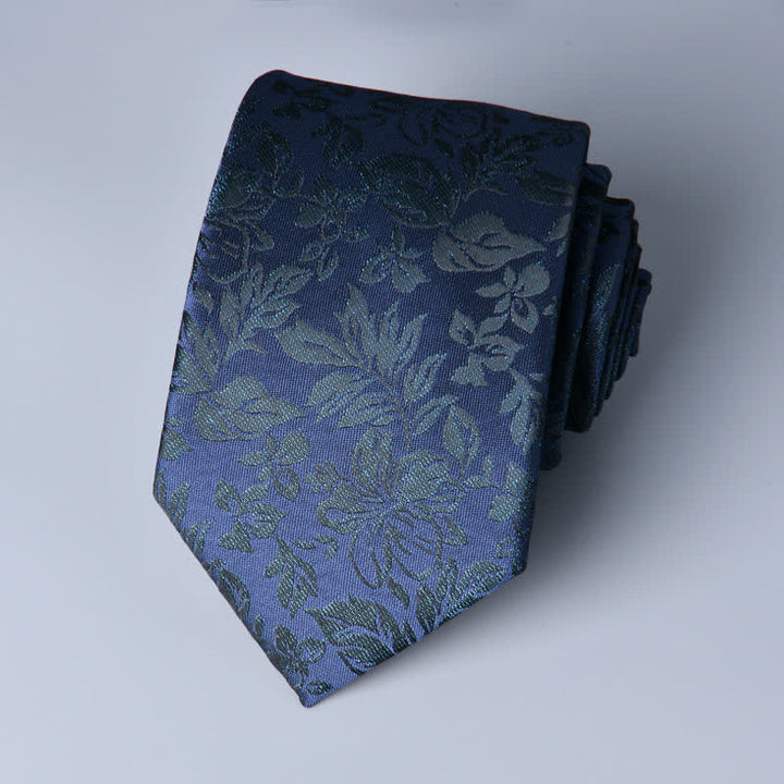 Cravatta botanica con foglie novità da uomo MidnightBlue - Blu notte - image 0