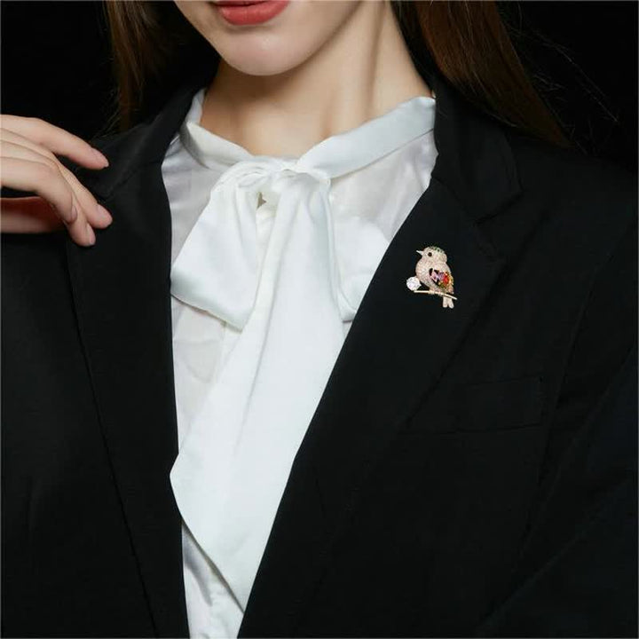 Spilla da donna con zirconi a forma di ramo di gazza - image 1