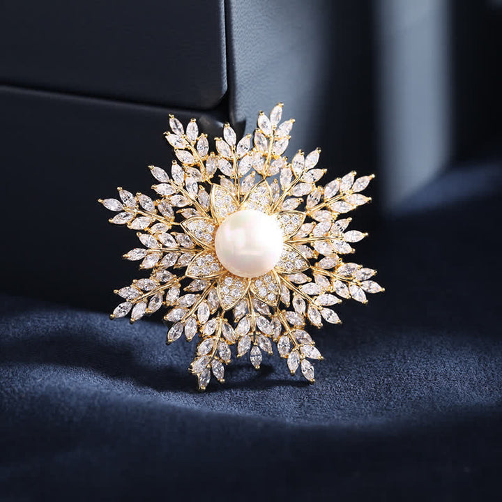 Spilla da donna con fiore di perle e fiocco di neve - Bianco - image 4