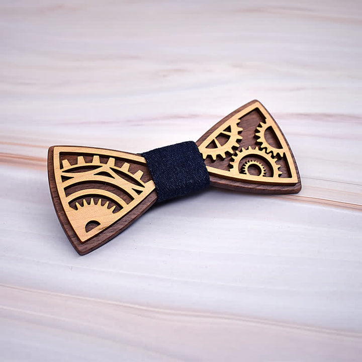 Set di 2 gemelli da uomo in legno con ingranaggi - image 1