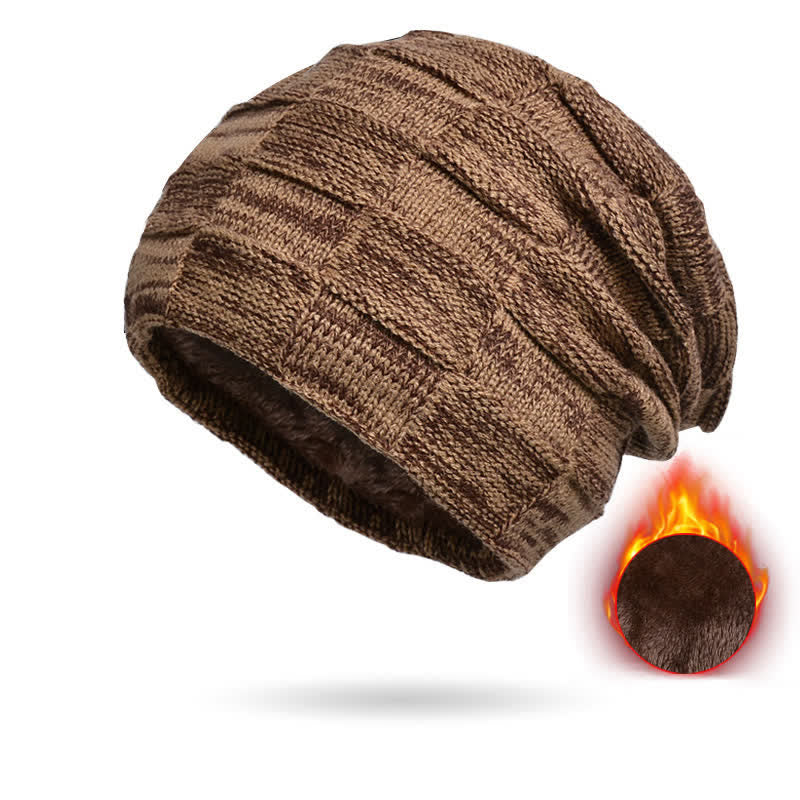 Set berretto e sciarpa in maglia scozzese invernale - Cappello - Cachi - Regolabile (22"-23 5/8") - image 14