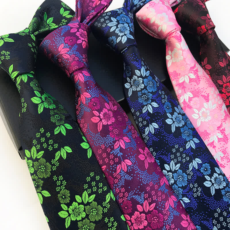 Set di 2 cravatte floreali con fiori di prugna da uomo - image 1