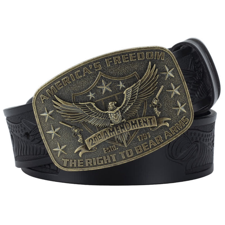 Cintura in pelle retrò da uomo con aquila America's Freedom - Nero / Bronzo - 46 - image 11