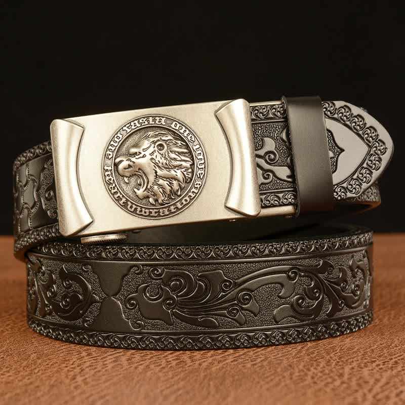 Cintura in pelle da uomo con testa di leone punk - Argento e nero - 46 - image 15