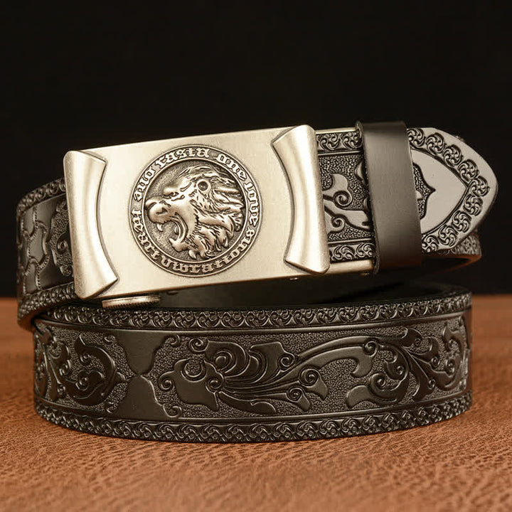 Cintura in pelle da uomo con testa di leone punk - Argento e nero - 46 - image 15