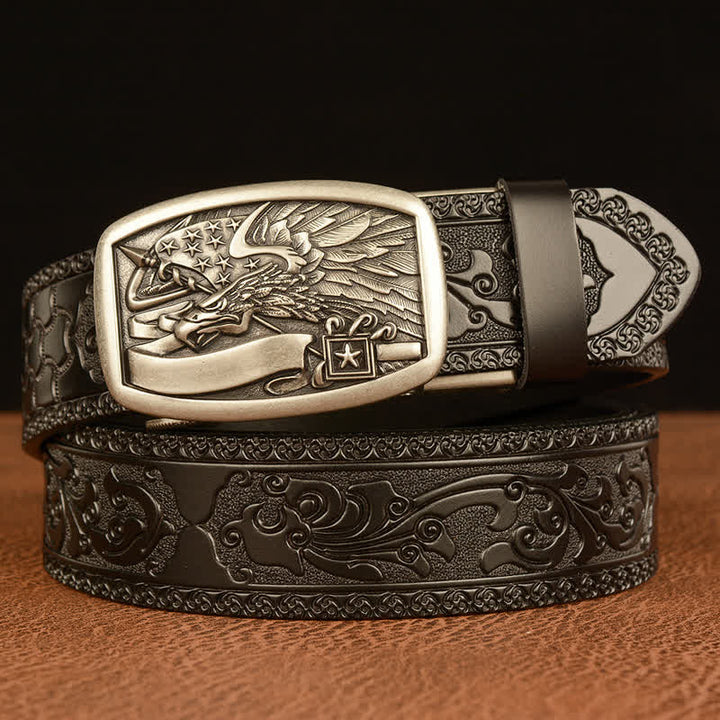 Cintura in pelle con bandiera americana e aquila da uomo - Argento e nero - 46 - image 15