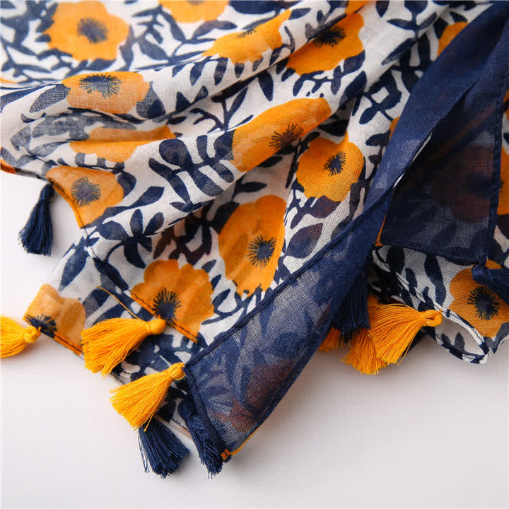 Sciarpa con nappe floreali e stampa bohémien da donna - image 8