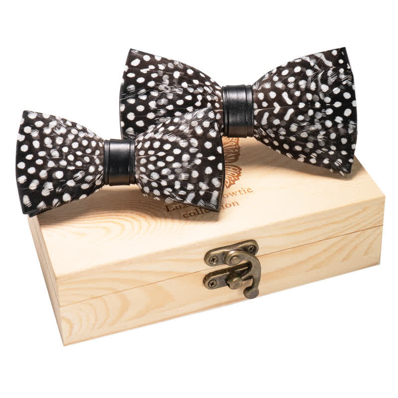 Set di 2 papillon a pois bianchi e neri per genitori e figli - Bianco e nero - image 0