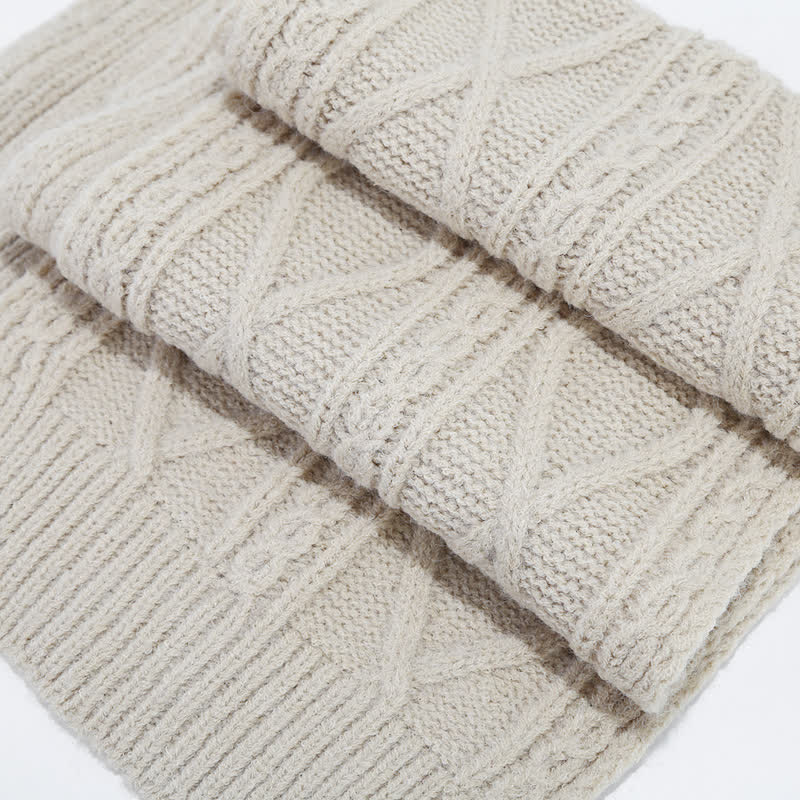 Set di 3 guanti senza dita con sciarpa e cappello lavorati a maglia da donna - image 9