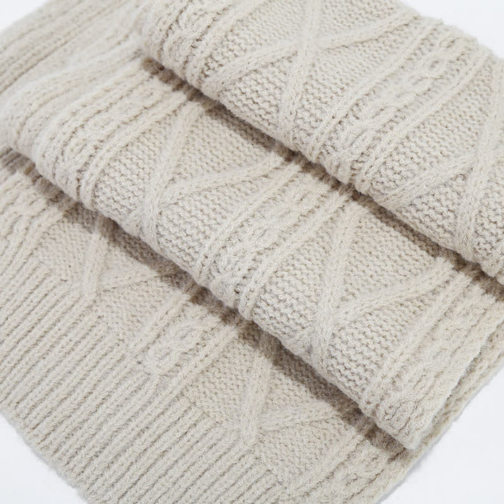 Set di 3 guanti senza dita con sciarpa e cappello lavorati a maglia da donna - image 9