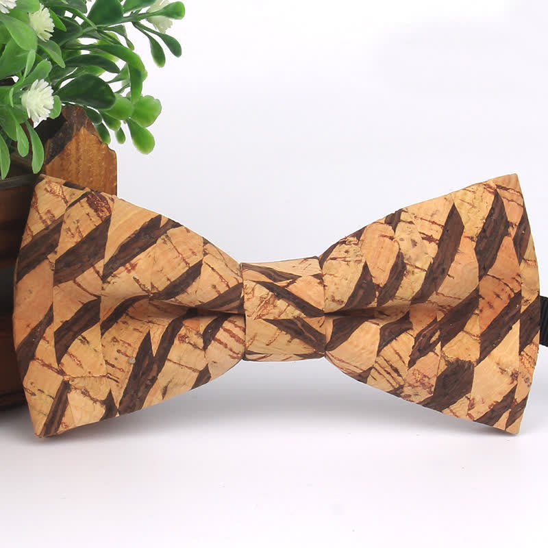 Papillon multicolore con stampa geometrica effetto legno da uomo - Stile n. 6 - image 13