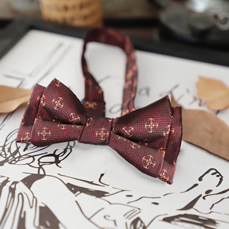 Papillon da uomo con foglie floreali retrò - Ancora Borgogna - image 17