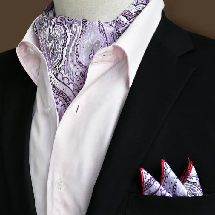 Set da 2 pezzi di fazzoletto da taschino e cravatta con motivo Paisley floreale di lusso color lavanda - Lavanda - image 0