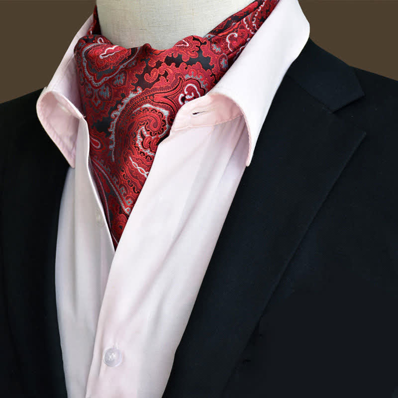 Cravatta rossa da ballo da uomo con motivo floreale Ascot Paisley - Rosso - image 0