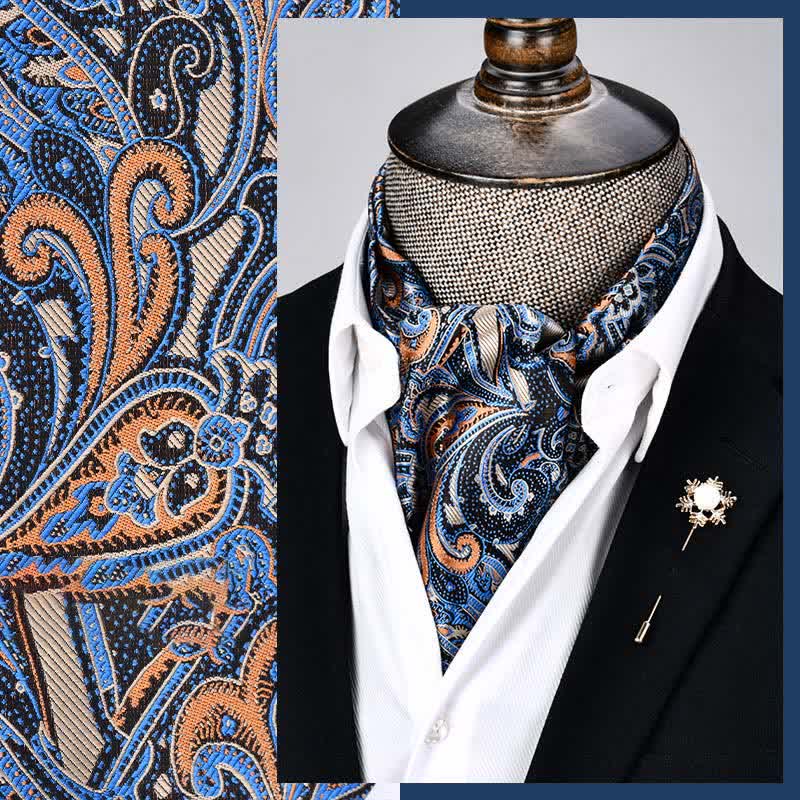 Cravatta Paisley Ascot floreale Grandeur da uomo SteelBlue Modern - Acciaio Blu - image 0