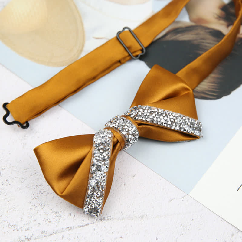 Papillon da sposa con strass scintillanti da uomo - Giallo - image 1