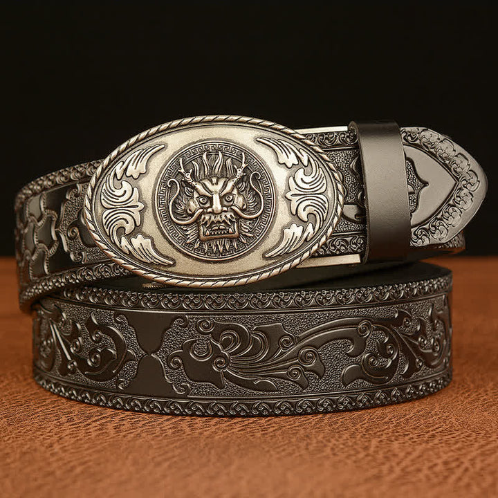 Cintura in pelle con fibbia ellittica a forma di drago da uomo - Argento e nero - 46 - image 16