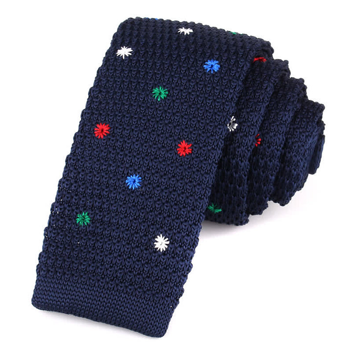 Cravatta sottile lavorata a maglia con motivi ripetuti da uomo - Puntini colorati - image 2