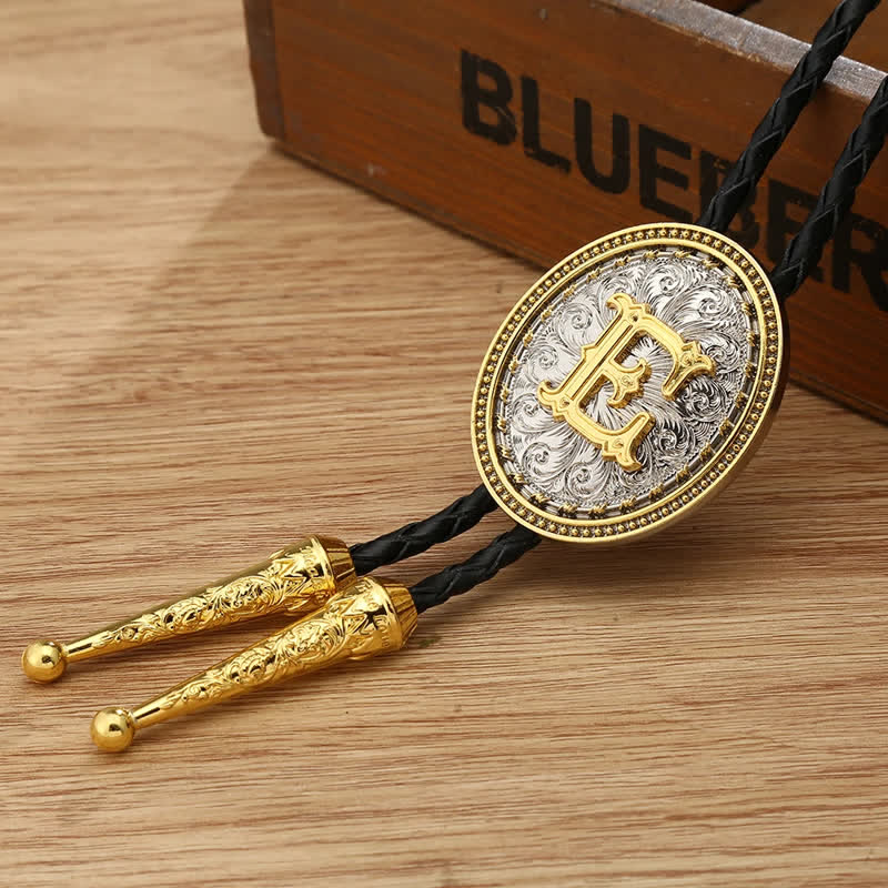 Accessorio per camicia da cowboy occidentale, alfabeto dalla A alla Z, cravatta Bolo - E - image 8